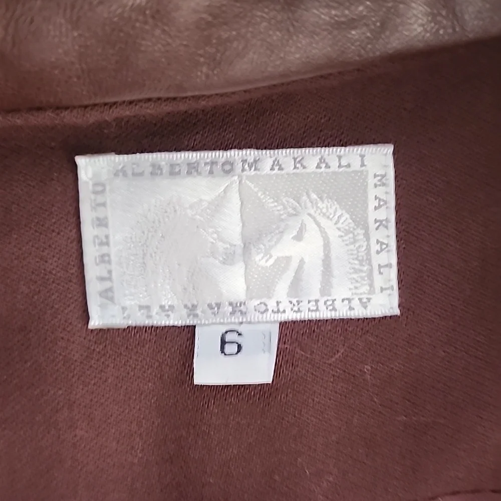 ALBERTO MAKALI EUC REAL LEATHER N REAL FUR ZIP FRONT LINED VEST SIZE 6 - Picture 4 of 7